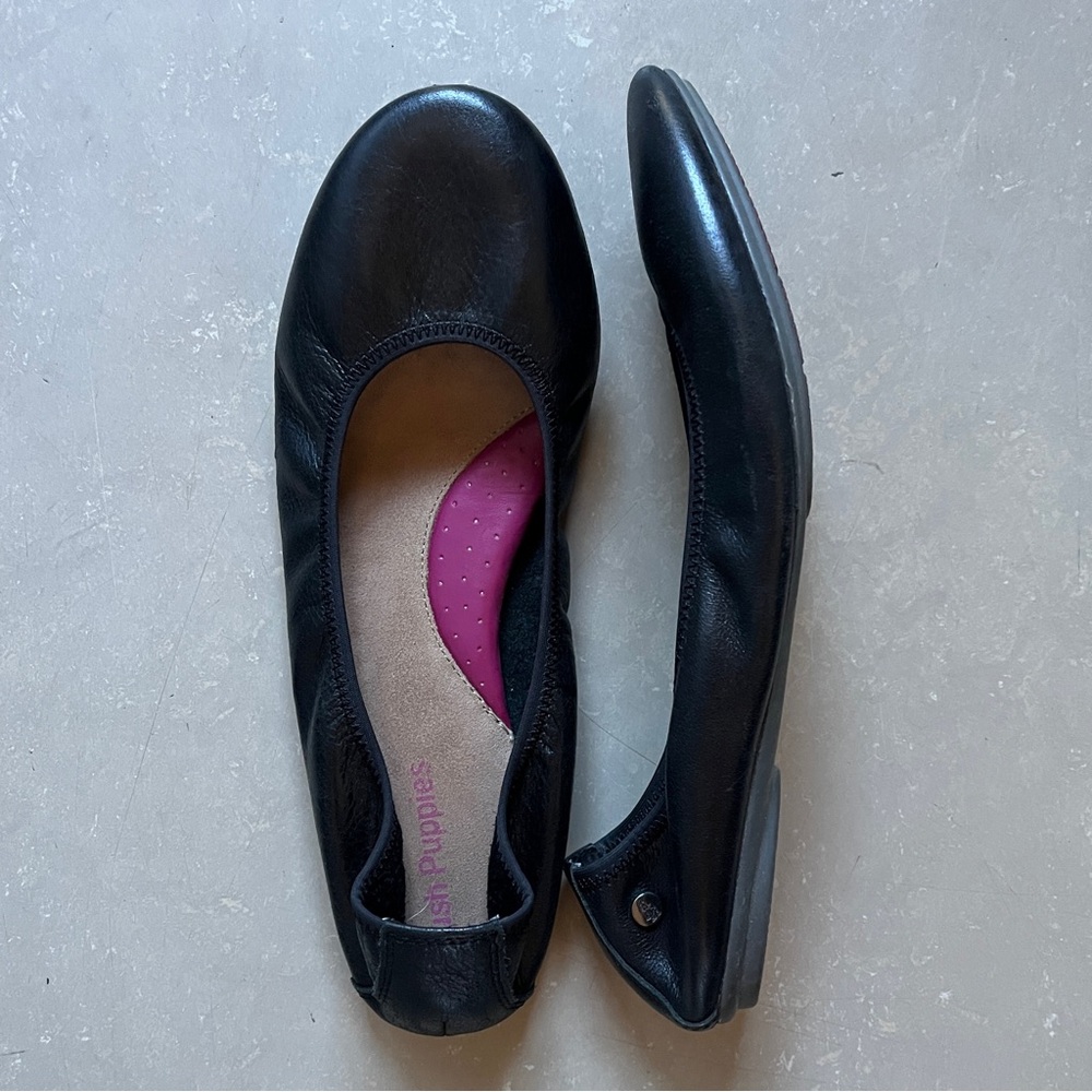 Hush Puppies Black Ballet Flats, Chaste Ballet, Ballerinas H506201, Size 9/ 41